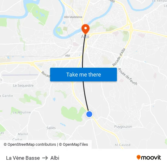 La Vène Basse to Albi map