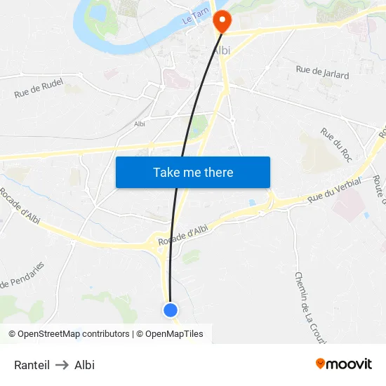 Ranteil to Albi map