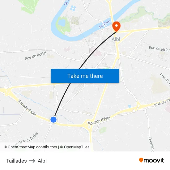Taillades to Albi map
