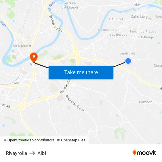 Rivayrolle to Albi map