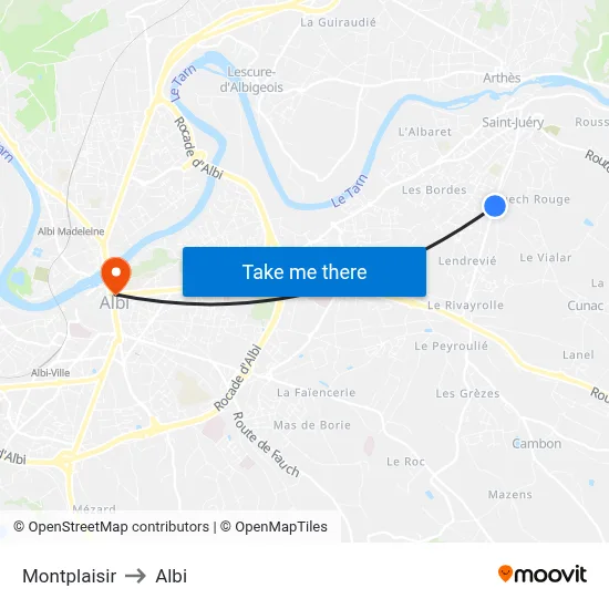 Montplaisir to Albi map