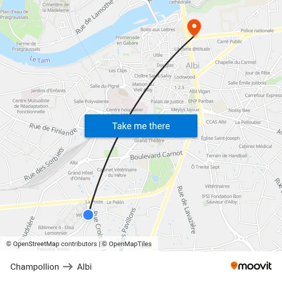 Champollion to Albi map