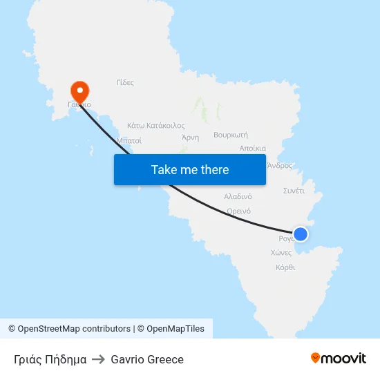 Grias Pidima to Gavrio Greece map