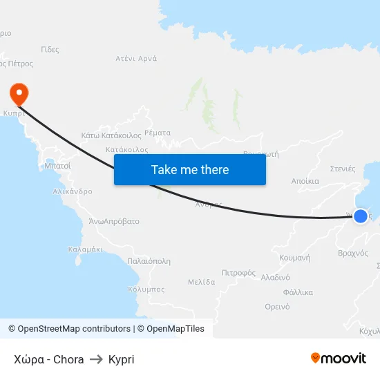 Chora to Kypri map