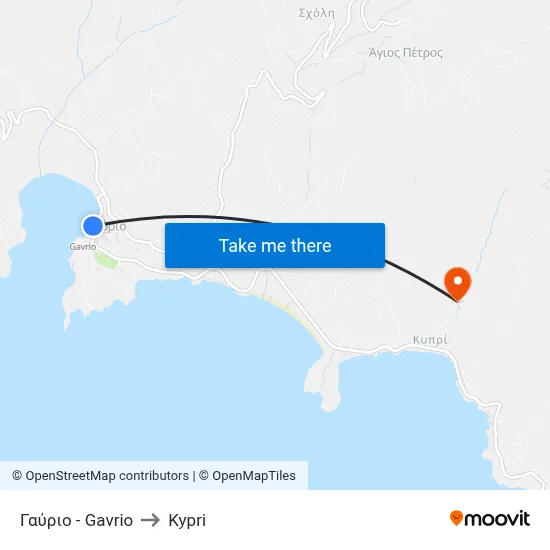 Gavrio to Kypri map