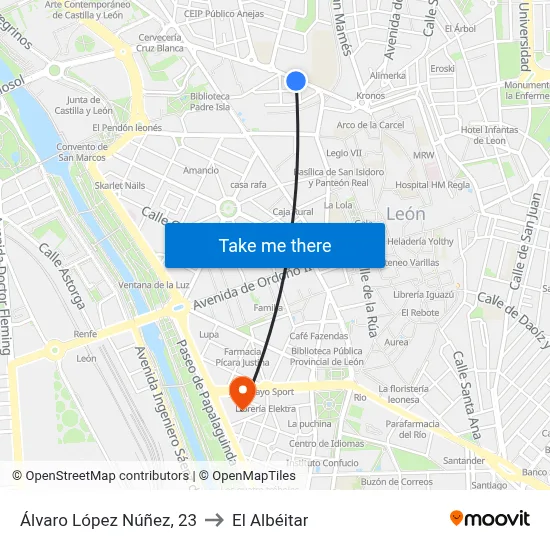 Álvaro López Núñez, 23 to El Albéitar map