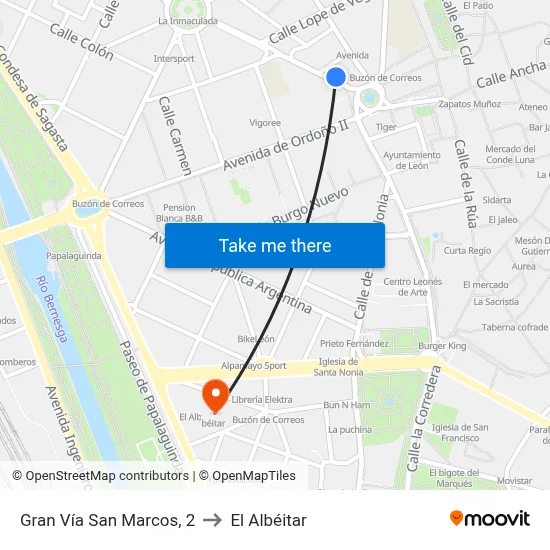 Gran Vía San Marcos, 2 to El Albéitar map