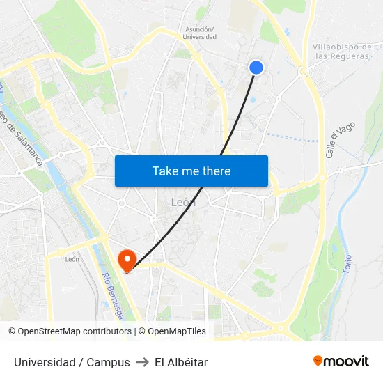 Universidad / Campus to El Albéitar map
