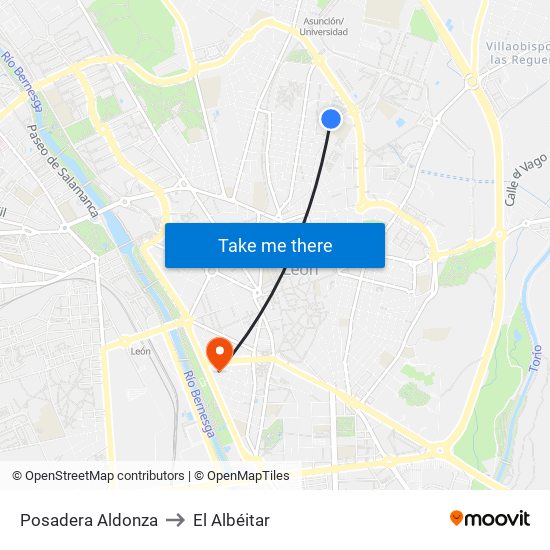 Posadera Aldonza to El Albéitar map