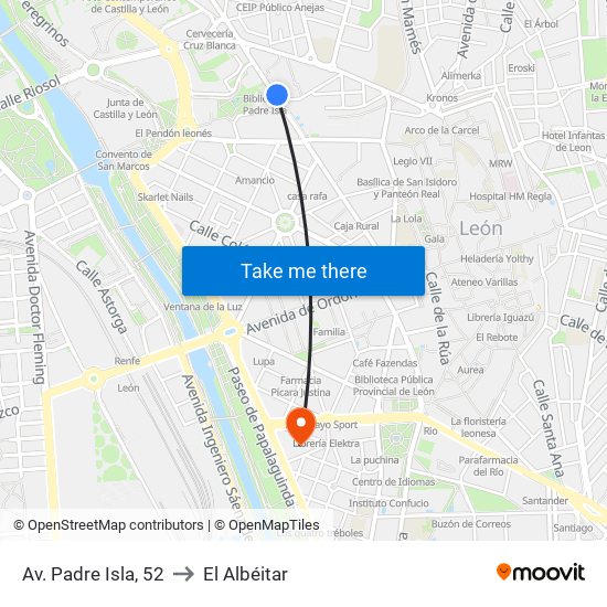 Av. Padre Isla, 52 to El Albéitar map