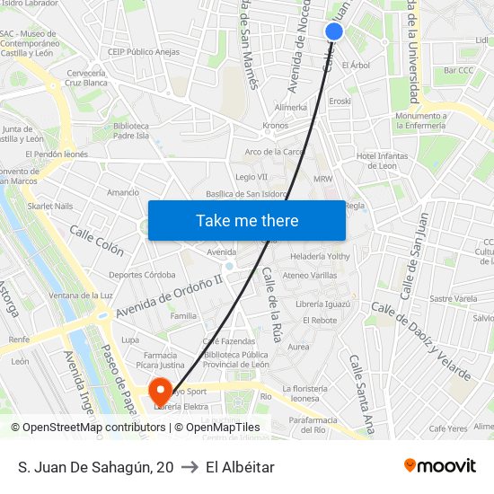 S. Juan De Sahagún, 20 to El Albéitar map