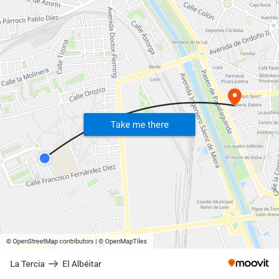 La Tercia to El Albéitar map