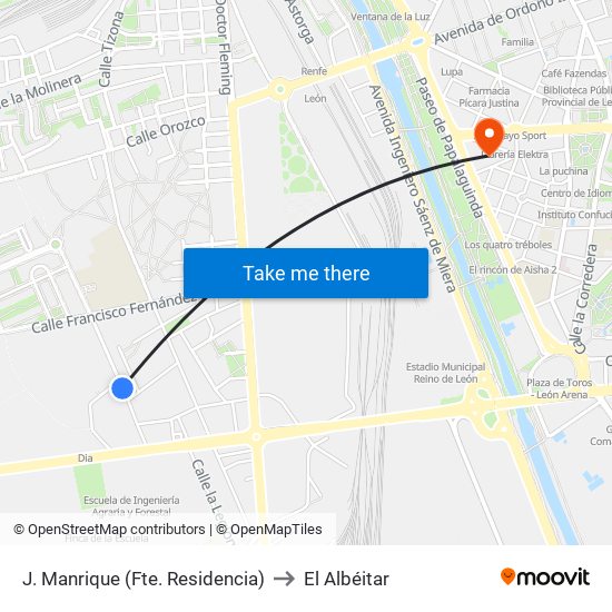 J. Manrique (Fte. Residencia) to El Albéitar map