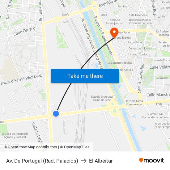 Av. De Portugal (Rad. Palacios) to El Albéitar map