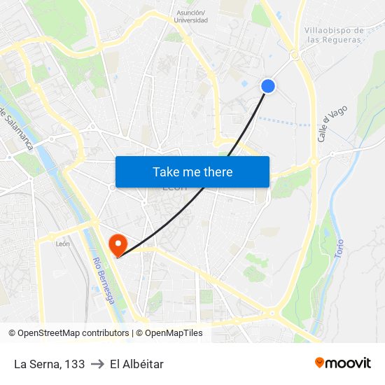 La Serna, 133 to El Albéitar map