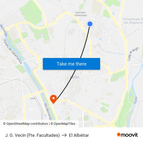 J. G. Vecín (Fte. Facultades) to El Albéitar map