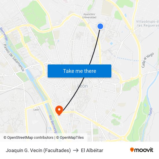 Joaquín G. Vecín (Facultades) to El Albéitar map