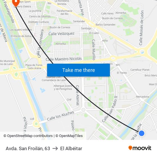 Avda. San Froilán, 63 to El Albéitar map