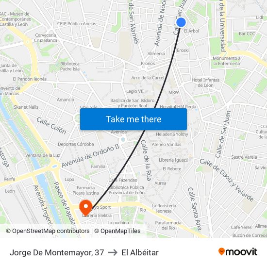 Jorge De Montemayor, 37 to El Albéitar map