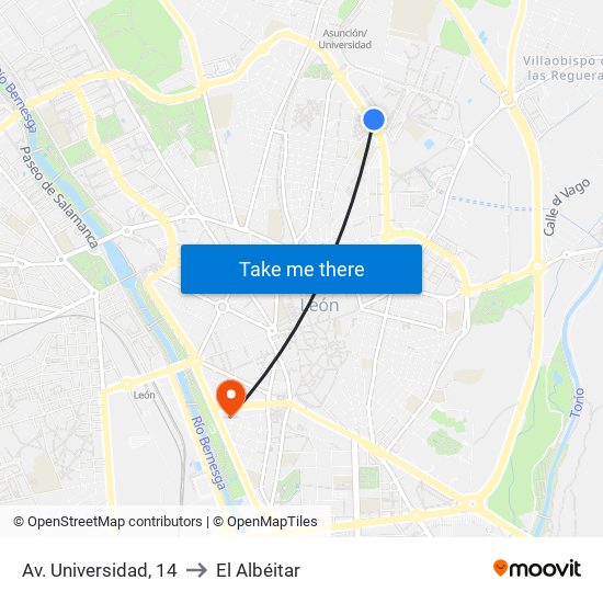 Av. Universidad, 14 to El Albéitar map