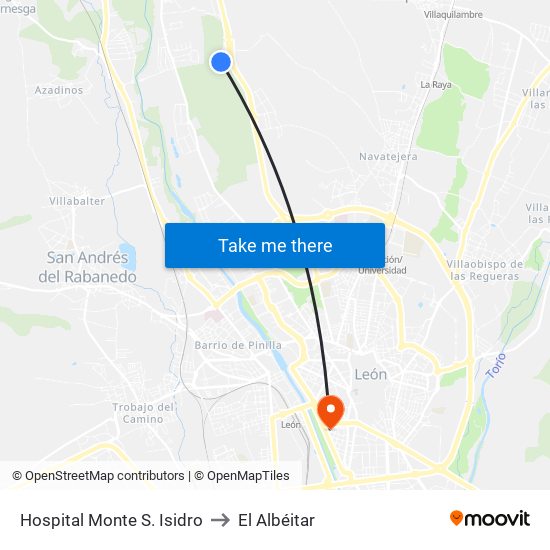 Hospital Monte S. Isidro to El Albéitar map