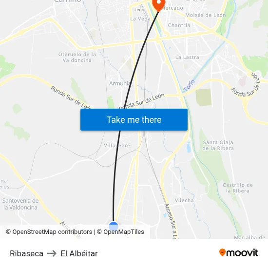 Ribaseca to El Albéitar map