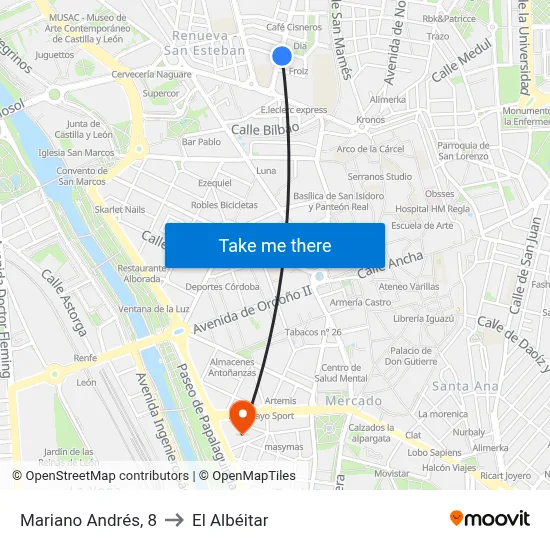 Mariano Andrés, 8 to El Albéitar map