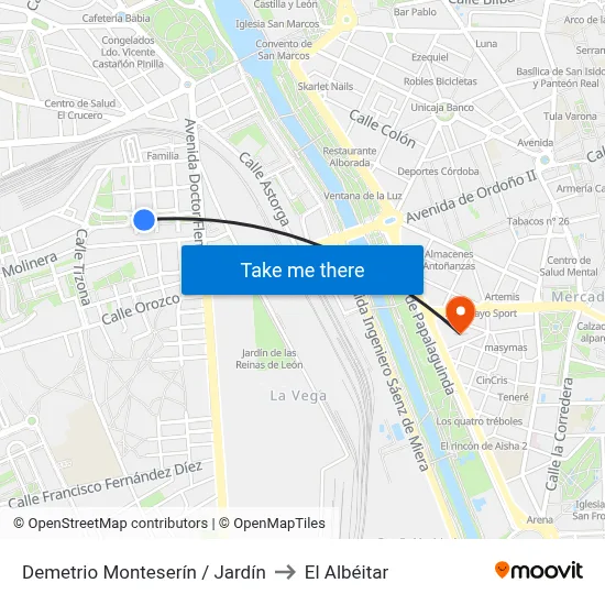 Demetrio Monteserín / Jardín to El Albéitar map