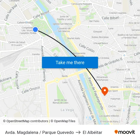 Avda. Magdalena / Parque Quevedo to El Albéitar map