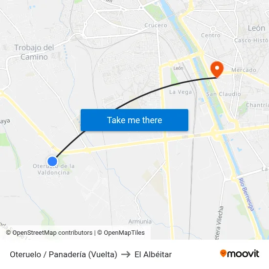 Oteruelo / Panadería (Vuelta) to El Albéitar map
