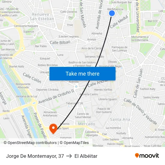 Jorge De Montemayor, 37 to El Albéitar map