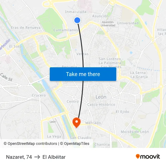 Nazaret, 74 to El Albéitar map