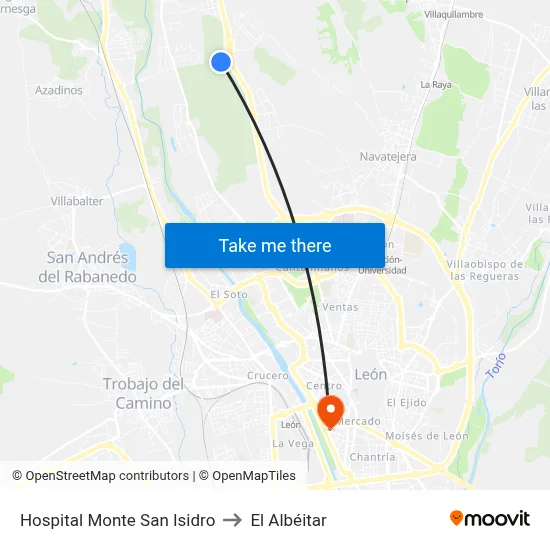 Hospital Monte San Isidro to El Albéitar map
