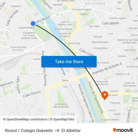Riosol / Colegio Quevedo to El Albéitar map