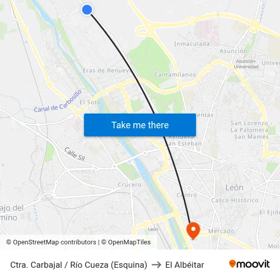 Ctra. Carbajal / Río Cueza (Esquina) to El Albéitar map