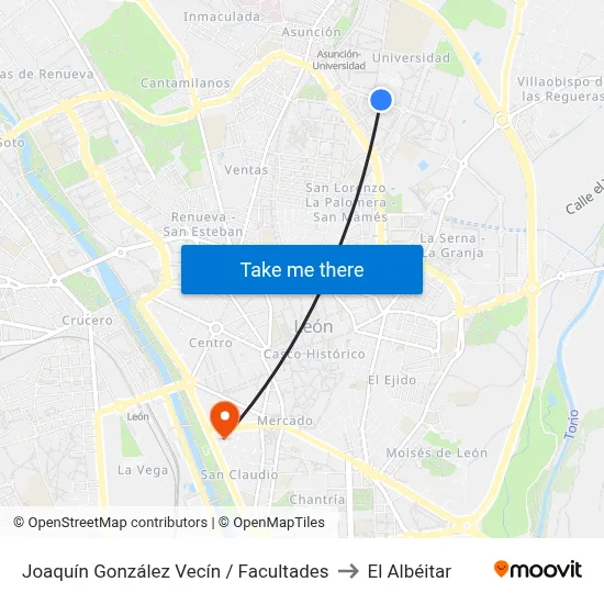 Joaquín González Vecín / Facultades to El Albéitar map