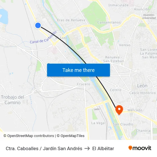 Ctra. Caboalles / Jardín San Andrés to El Albéitar map