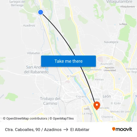 Ctra. Caboalles, 90 / Azadinos to El Albéitar map
