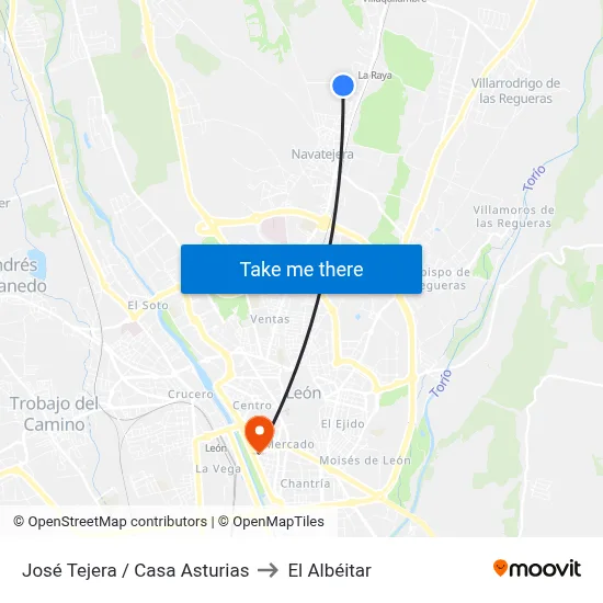 José Tejera / Casa Asturias to El Albéitar map