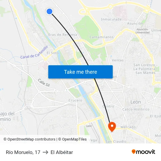 Río Moruelo, 17 to El Albéitar map