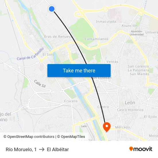 Río Moruelo, 1 to El Albéitar map