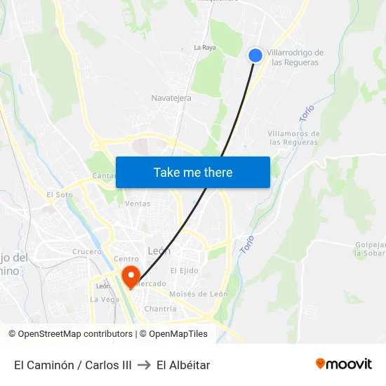 El Caminón / Carlos III to El Albéitar map