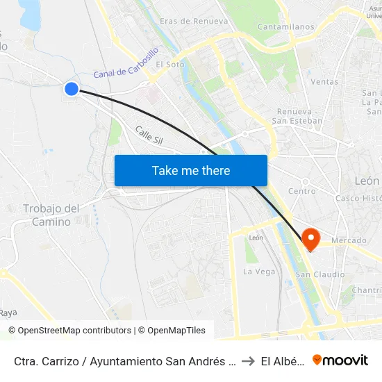 Ctra. Carrizo / Ayuntamiento San Andrés (Frente) to El Albéitar map