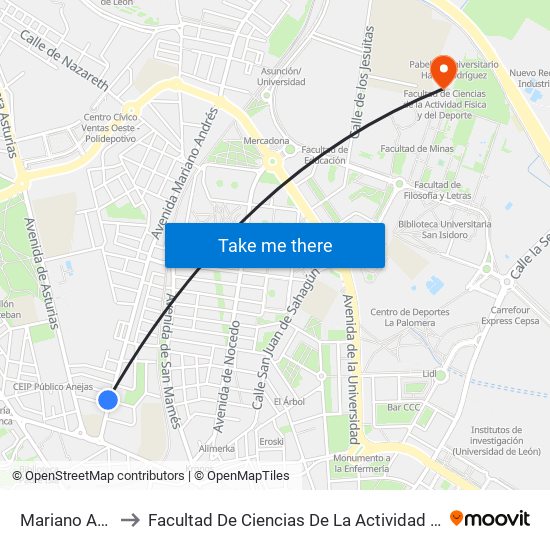 Mariano Andrés, 7 to Facultad De Ciencias De La Actividad Física Y Del Deporte map