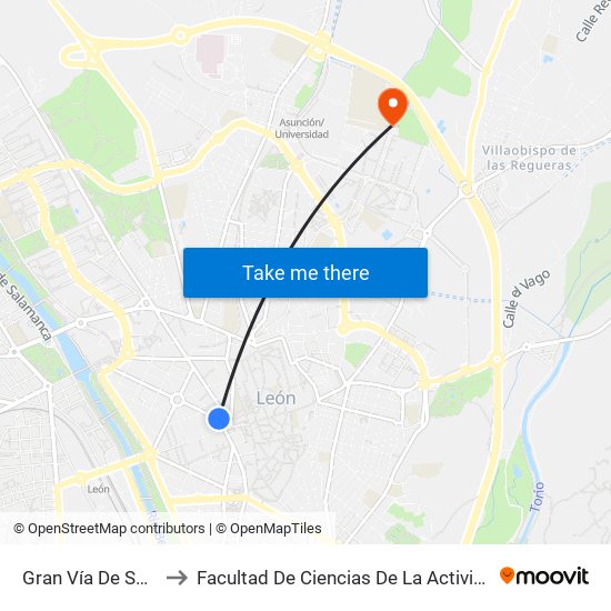 Gran Vía De San Marcos, 2 to Facultad De Ciencias De La Actividad Física Y Del Deporte map