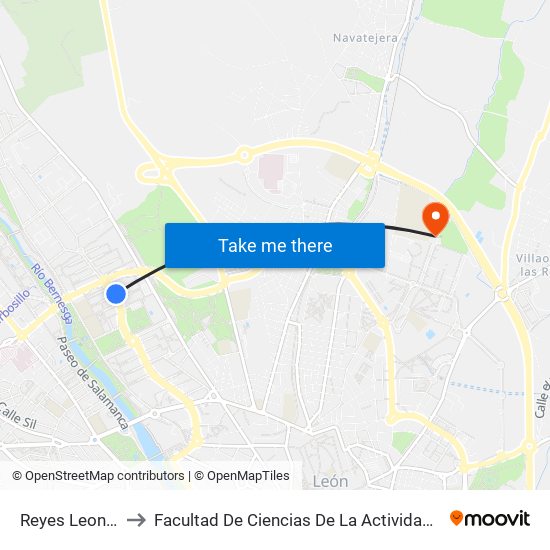 Reyes Leoneses, 40 to Facultad De Ciencias De La Actividad Física Y Del Deporte map