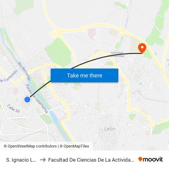 S. Ignacio Loyola, 41 to Facultad De Ciencias De La Actividad Física Y Del Deporte map