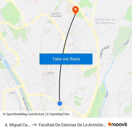 A. Miguel Castaño, 46 to Facultad De Ciencias De La Actividad Física Y Del Deporte map