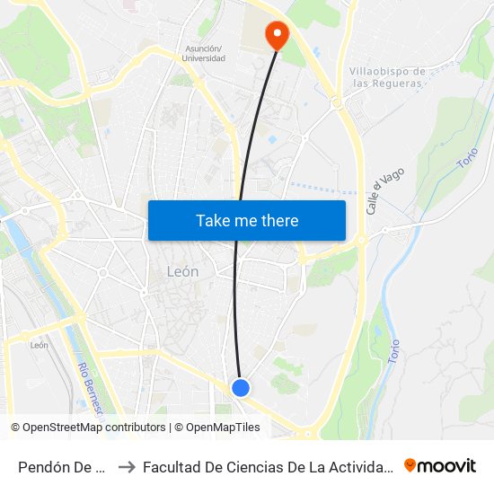 Pendón De Baeza, 29 to Facultad De Ciencias De La Actividad Física Y Del Deporte map