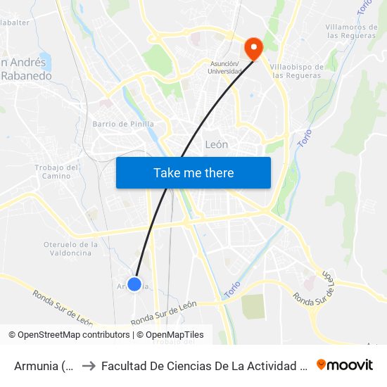 Armunia (Iglesia) to Facultad De Ciencias De La Actividad Física Y Del Deporte map